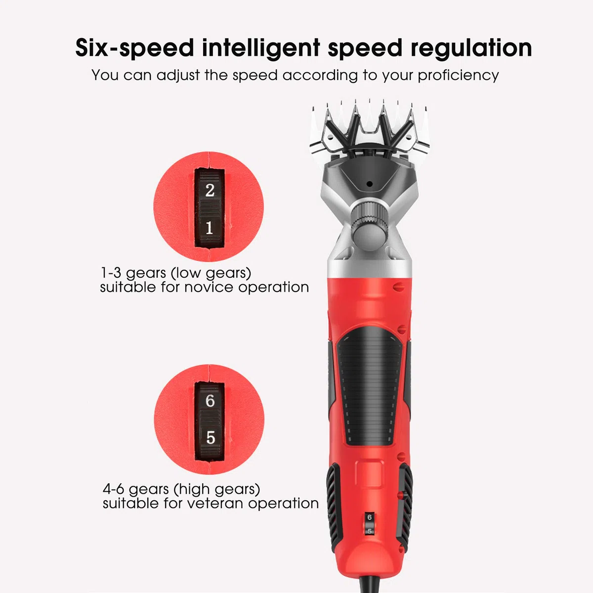 Tondeuse électrique professionnelle robuste 1000W avec 6 vitesses, pour le rasage de la laine de fourrure chez les moutons, les chèvres,les animaux d'élevage de ferme, avec étui de transport