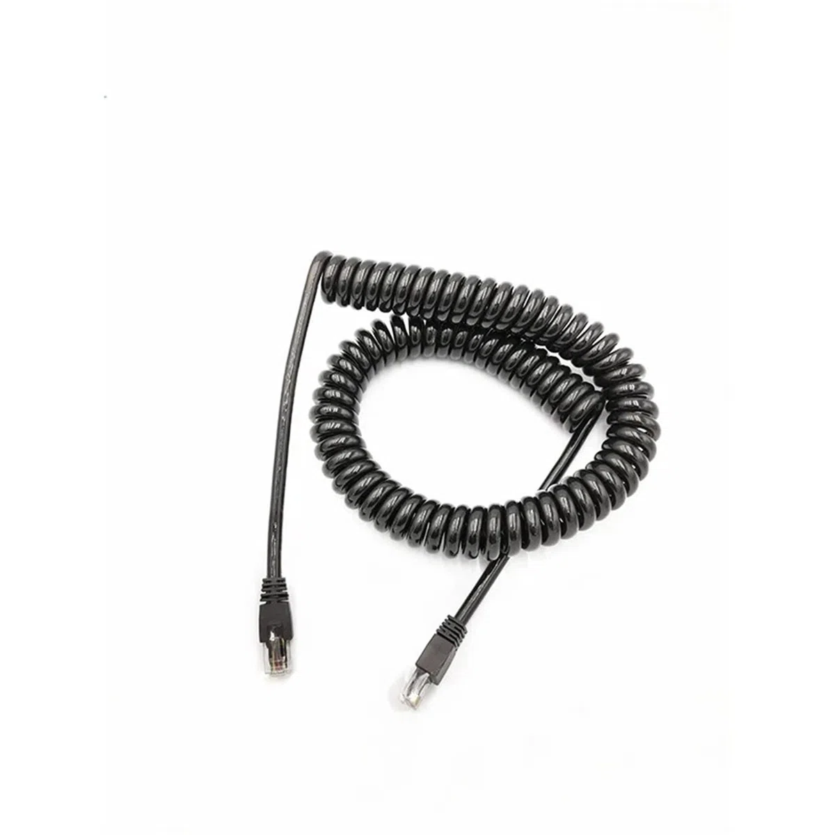 Câble blindé Ethernet avec connecteur Cat5e à ressort en spirale – Fil de cuivre à 8 cœurs, câble réseau flexible et durable(Stretch 7meter)