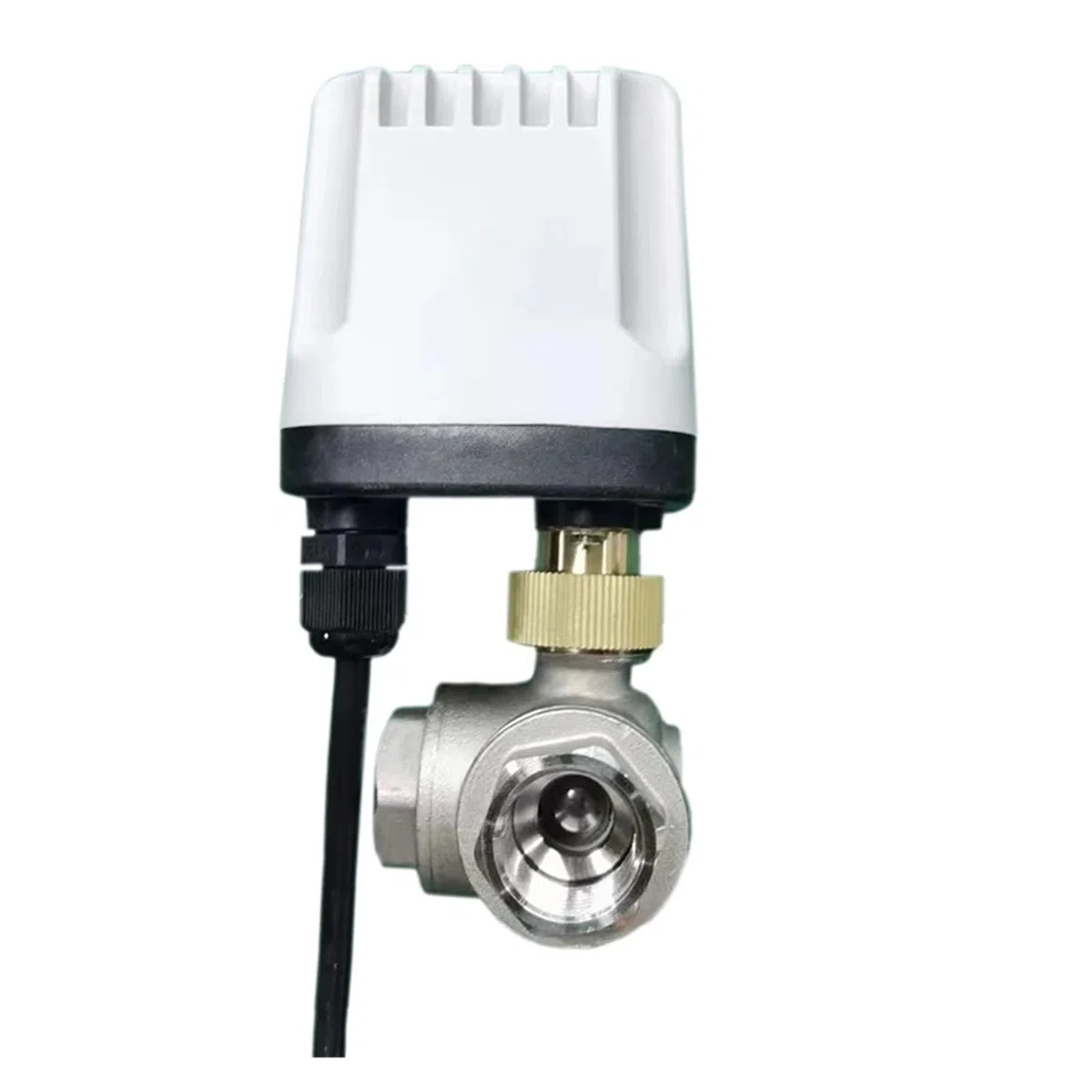 Valve motorisée Vanne à boisseau sphérique motorisée DN15 3 voies en acier inoxydable 304 IP65 220 V 12 V 24 V 3 fils 2 commandes type T(DN15,12VDC_CR02)