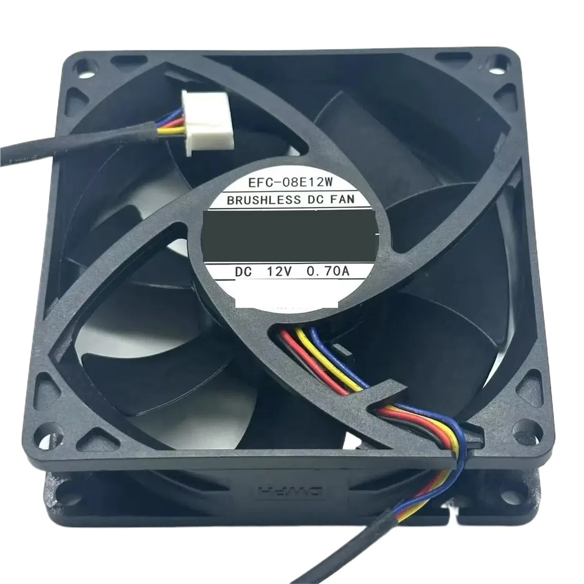 EFC-08E12W DC12V 0.70A 80x80x25mm Ventilateur de refroidissement de serveur à 4 fils