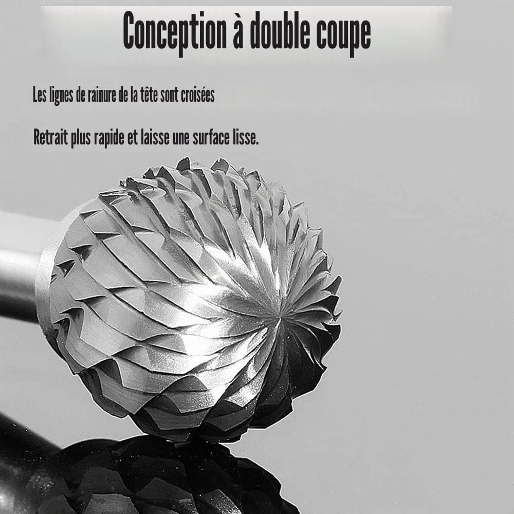 Jeu de Fraises en Carbure de Tungstène pour Dremel, 10 Pièces Fraises Rotatives à Double Coupe avec Tige de 1/8" pour Sculpture sur bois, Gravure, Perçage, Polissage, Travail du métal