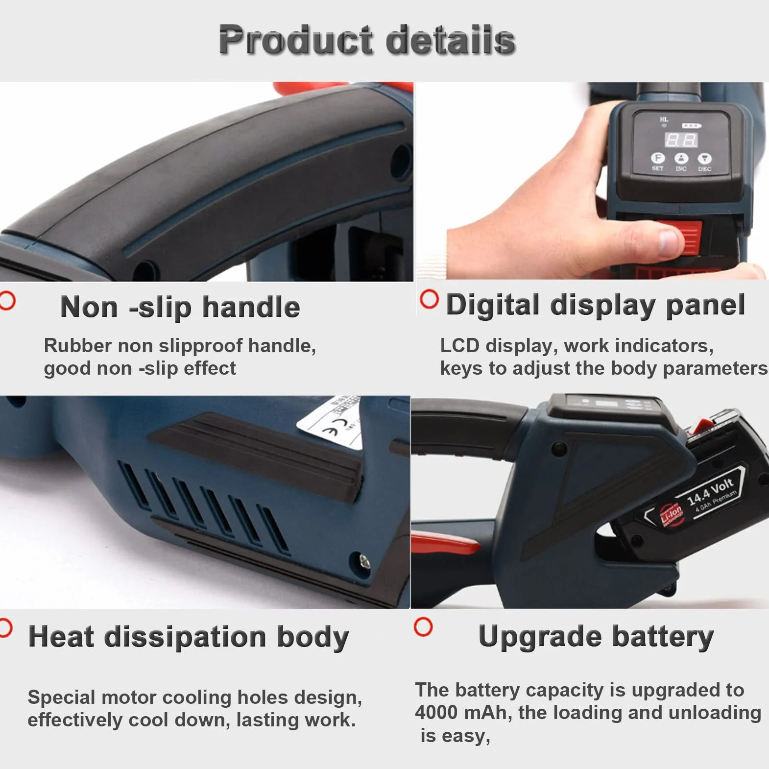 Cercleuse électrique avec Batterie 4000mha Outil de cerclage Automatique pour feuillards PP/Pet 1/2 in-5/8 in Banderoleuse électrique Portable avec écran LCD,1Battery