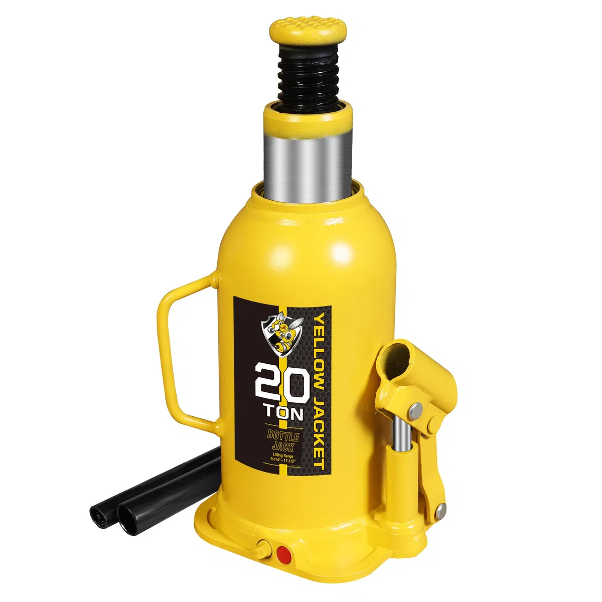 Yellow Jacket Cric Bouteille soudé multidirectionnel 20 tonnes (18,1 kg), cric Bouteille Horizontal pour Voiture, Pickup, Camion, Camping-Car, réparation Automobile, cric Bouteille hydraulique, Jaune