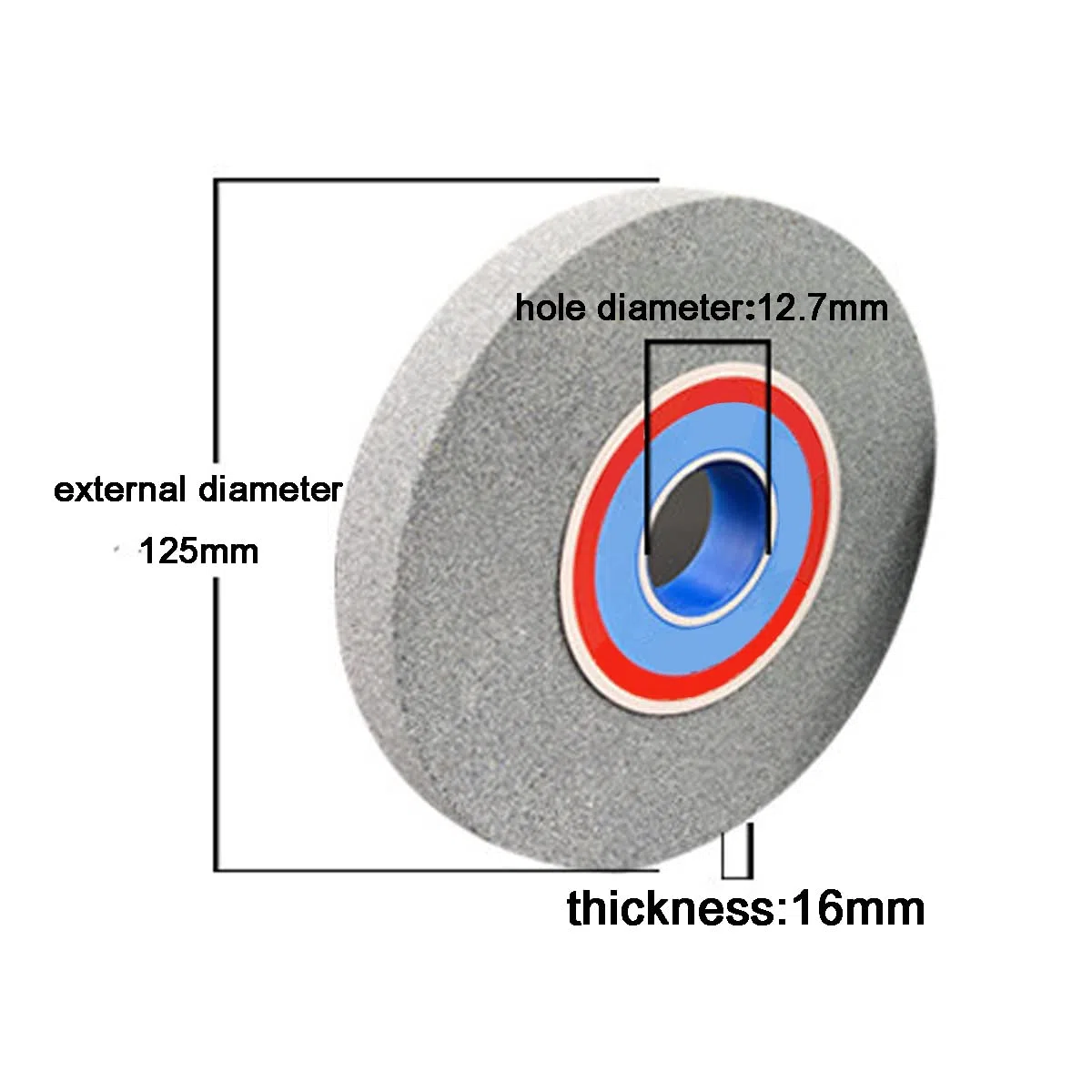 Meule pour Touret Corindon Brun Meule,Diamètre Extérieur 125mm Diamètre du Trou 12,7mm Épais 16mm,80grit