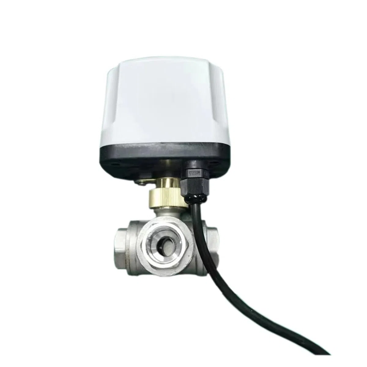 Valve motorisée Vanne à boisseau sphérique motorisée DN15 3 voies en acier inoxydable 304 IP65 220 V 12 V 24 V 3 fils 2 commandes type T(DN15,12VDC_CR02)