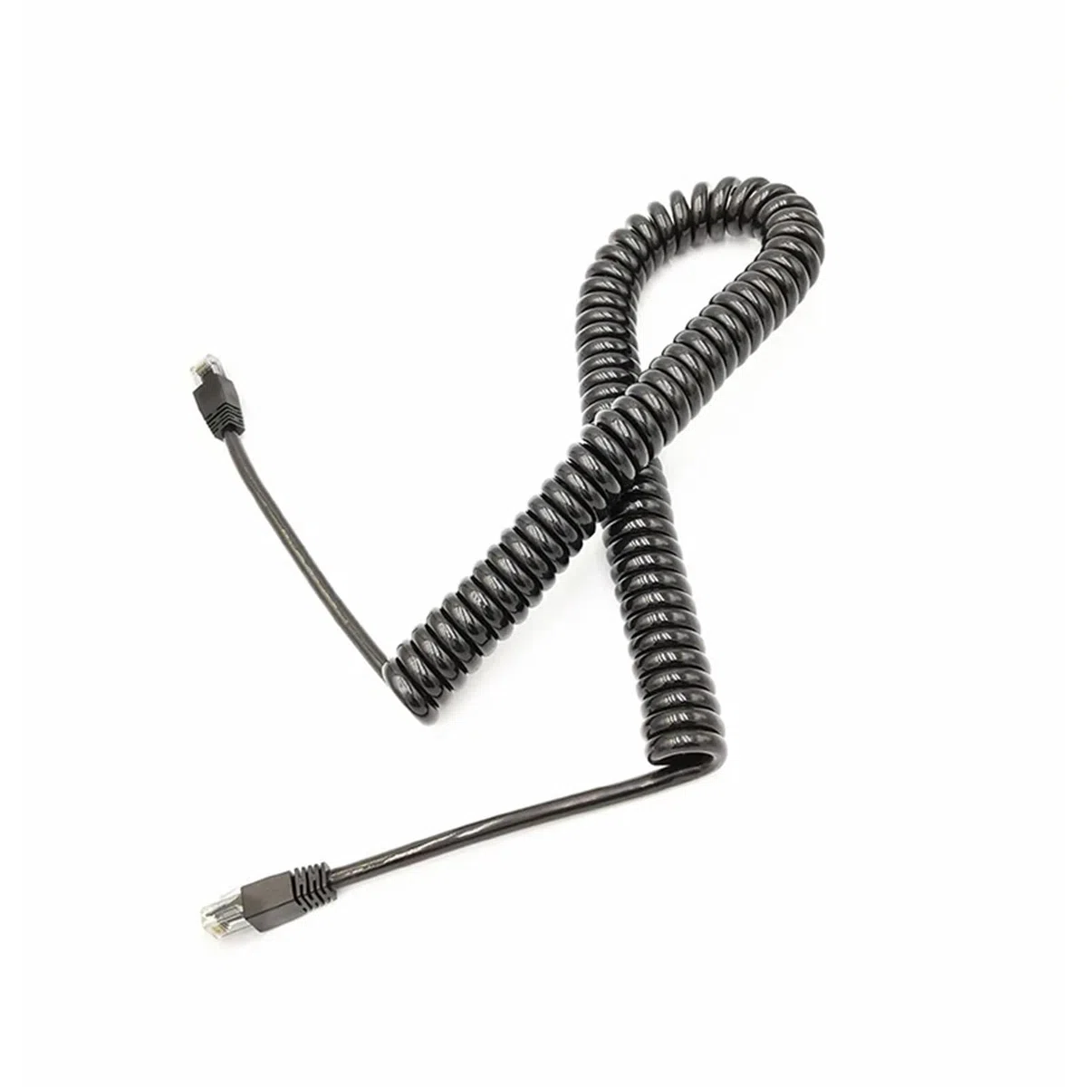 Câble blindé Ethernet avec connecteur Cat5e à ressort en spirale – Fil de cuivre à 8 cœurs, câble réseau flexible et durable(Stretch 7meter)