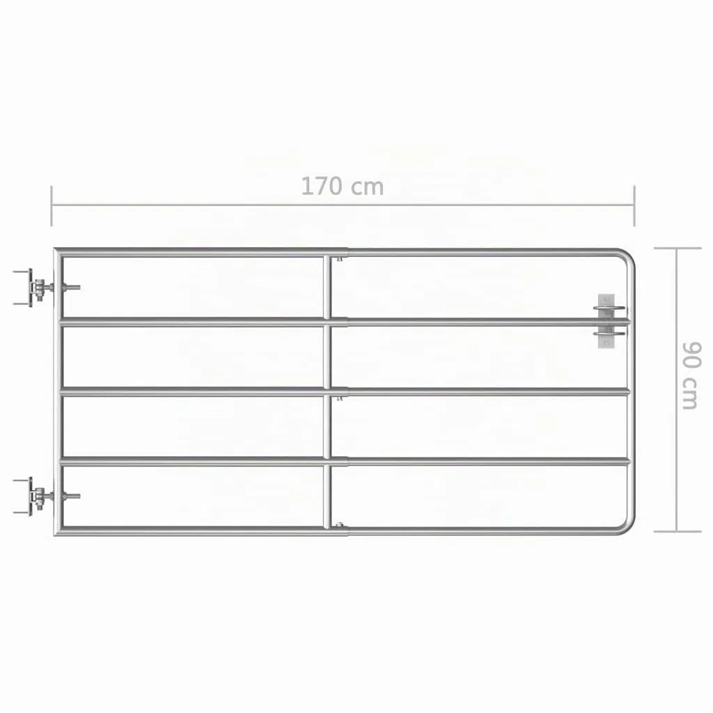 vidaXL Portillon à 5 Barres Acier (95-170) x90 cm Argenté