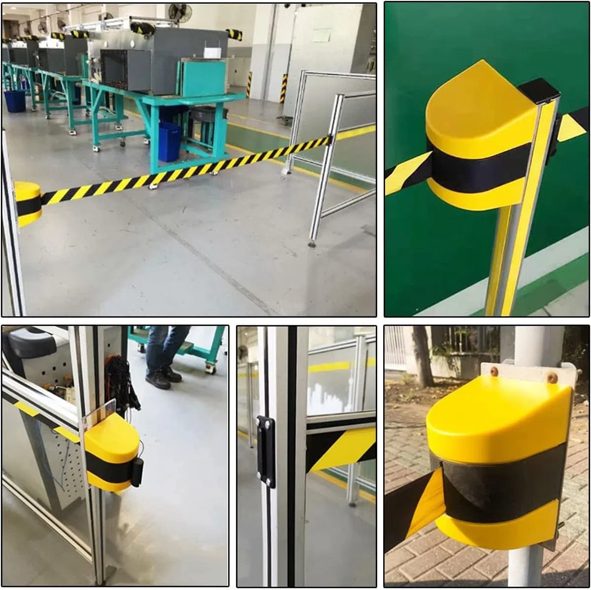 Système de corde de sécurité mural rétractable en ABS jaune pour aéroports, événements, écoles – Solution robuste et de contrôle de la foule – 10,7 m