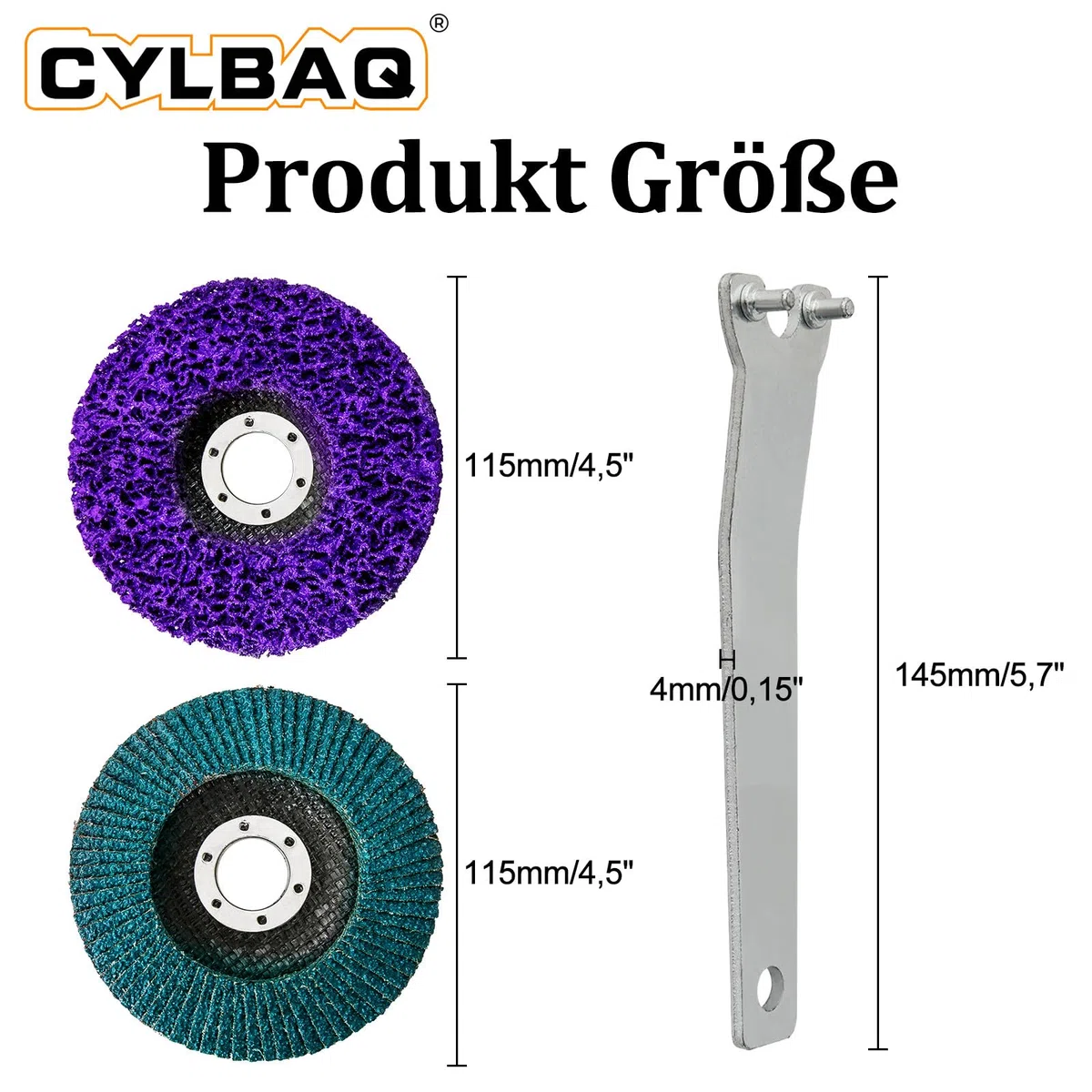 Disques Abrasifs CSD 125 mm pour Meuleuse d'Angle, Lot de 6, Violet et Bleu, Disques à Lamelles en Nylon, 40 Grains avec Clé, CYLBAQ
