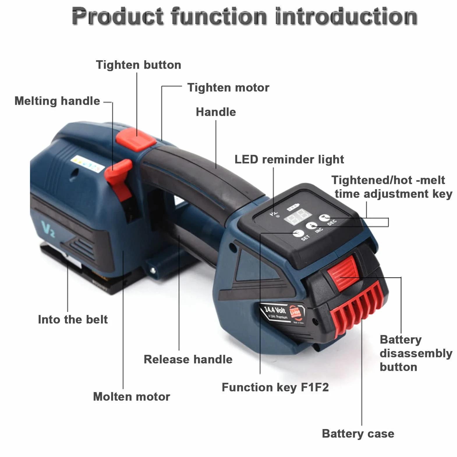 Cercleuse électrique avec Batterie 4000mha Outil de cerclage Automatique pour feuillards PP/Pet 1/2 in-5/8 in Banderoleuse électrique Portable avec écran LCD,1Battery