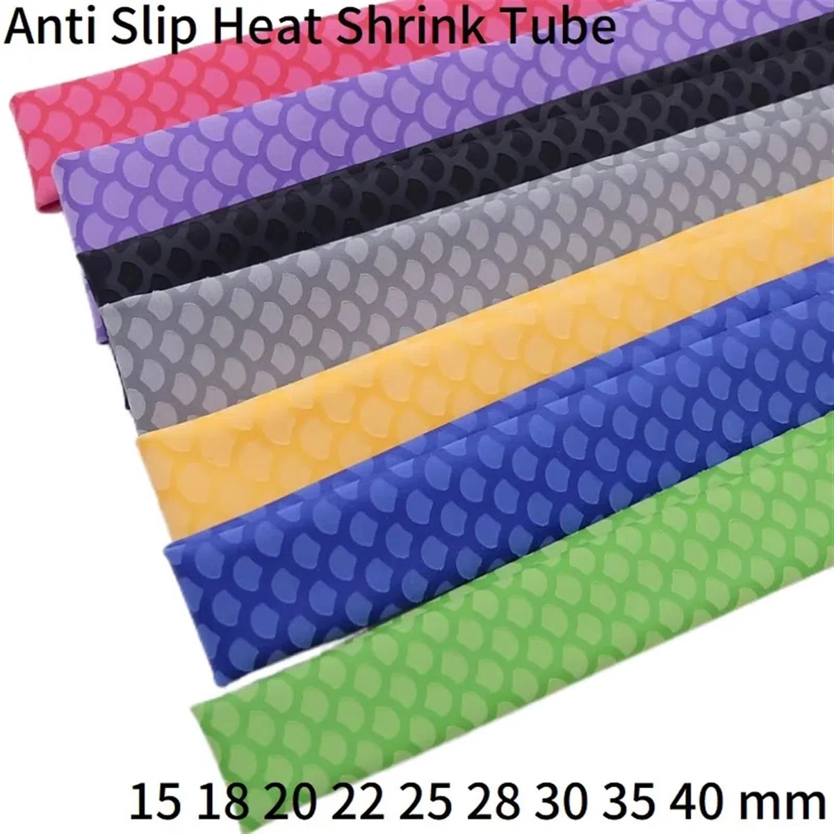 Gaine thermorétractable antidérapante pour cannes à pêche, tube thermorétractable antidérapant pour poignée de vélo, housse isolante pour raquette de pêche (noir, diamètre 30 mm - 1 m x 5 pièces)