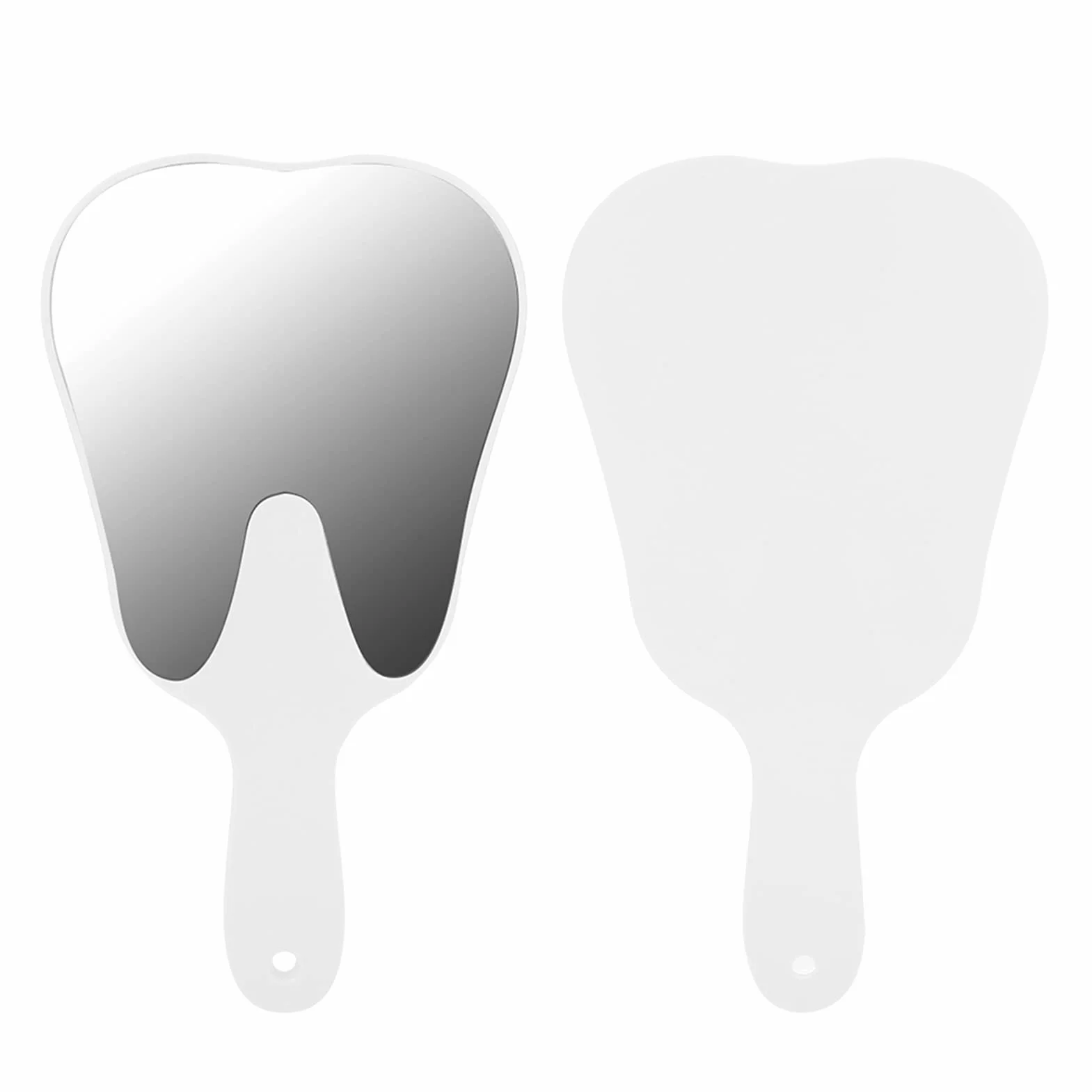 Miroir Dentaire, Miroir Portatif en Forme de Dent, Miroir D'inspection des Dents avec Poignée En Plastique, Miroir Buccal D'inspection de L'hygiène Buccale, Accessoire Dentaire(Blanc)
