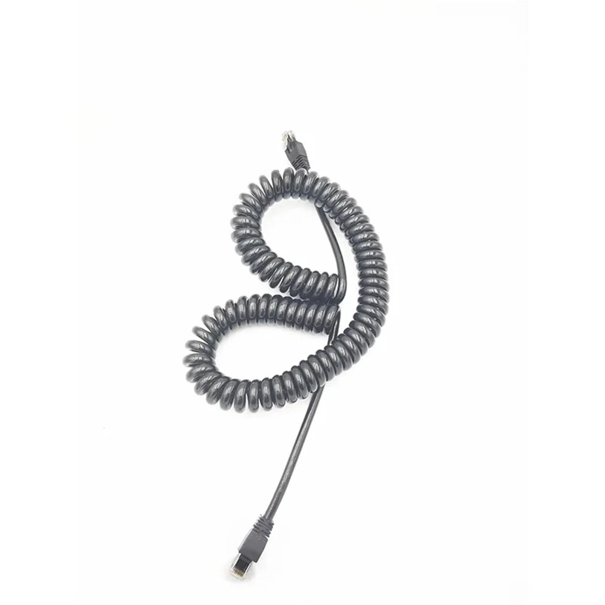 Câble blindé Ethernet avec connecteur Cat5e à ressort en spirale – Fil de cuivre à 8 cœurs, câble réseau flexible et durable(Stretch 7meter)