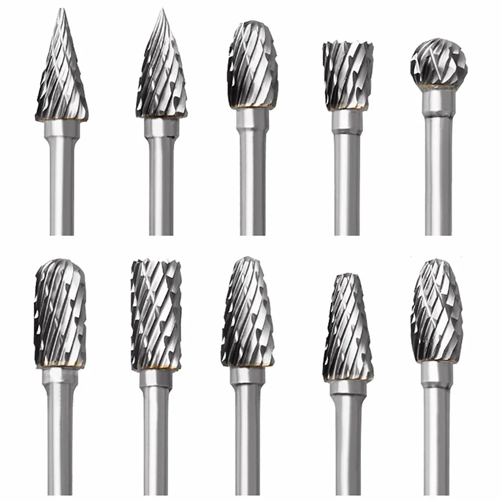 Jeu de Fraises en Carbure de Tungstène pour Dremel, 10 Pièces Fraises Rotatives à Double Coupe avec Tige de 1/8" pour Sculpture sur bois, Gravure, Perçage, Polissage, Travail du métal