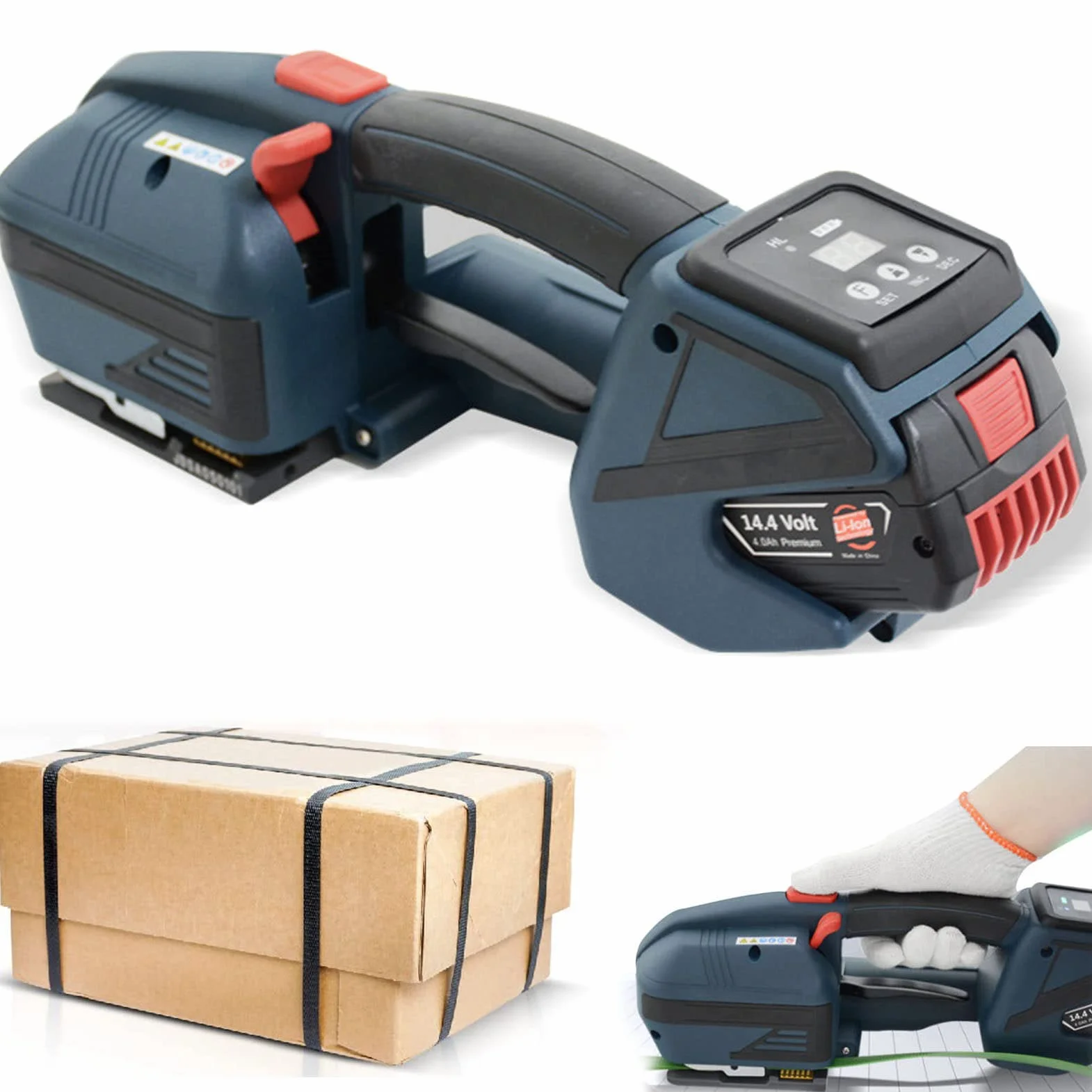 Cercleuse électrique avec Batterie 4000mha Outil de cerclage Automatique pour feuillards PP/Pet 1/2 in-5/8 in Banderoleuse électrique Portable avec écran LCD,1Battery